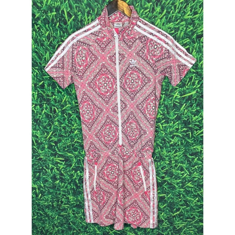 Adidas Kids Girls Graphic Geometric Print Front Zip Dress Youth Large 13-14Y